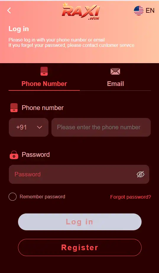 raxi win login interface